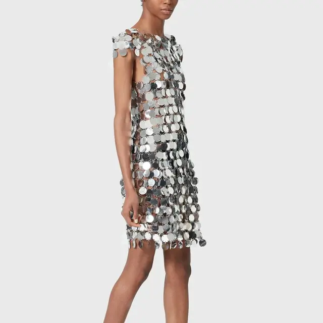 Silver Coin Sequin Dress