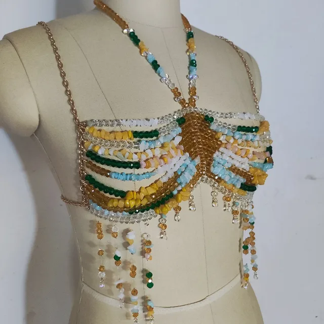 Multi Colour Pearl Bralette Top