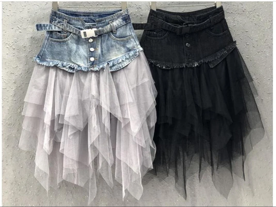 Denim Frill Skirt