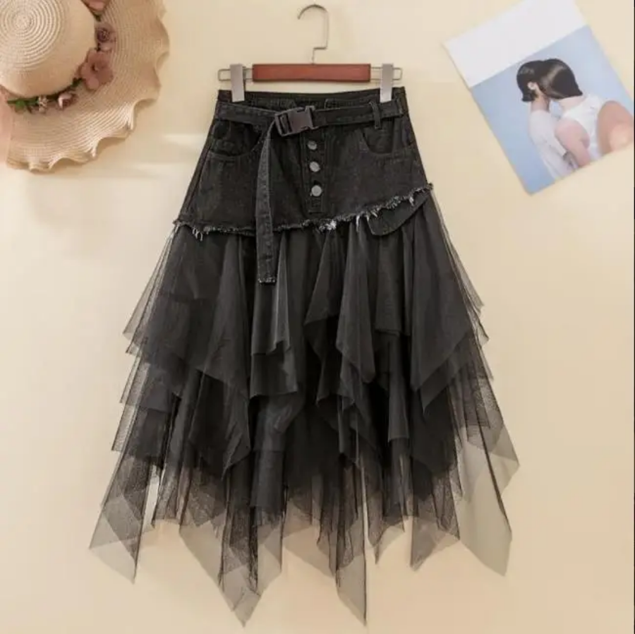 Denim Frill Skirt