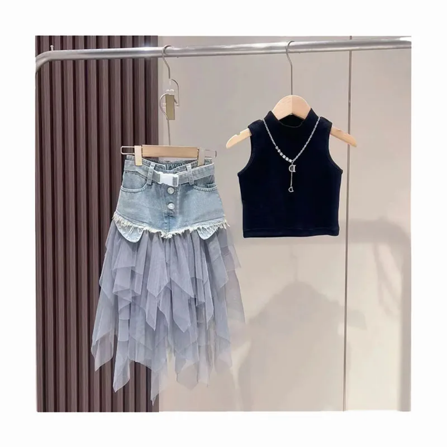 Denim Frill Skirt