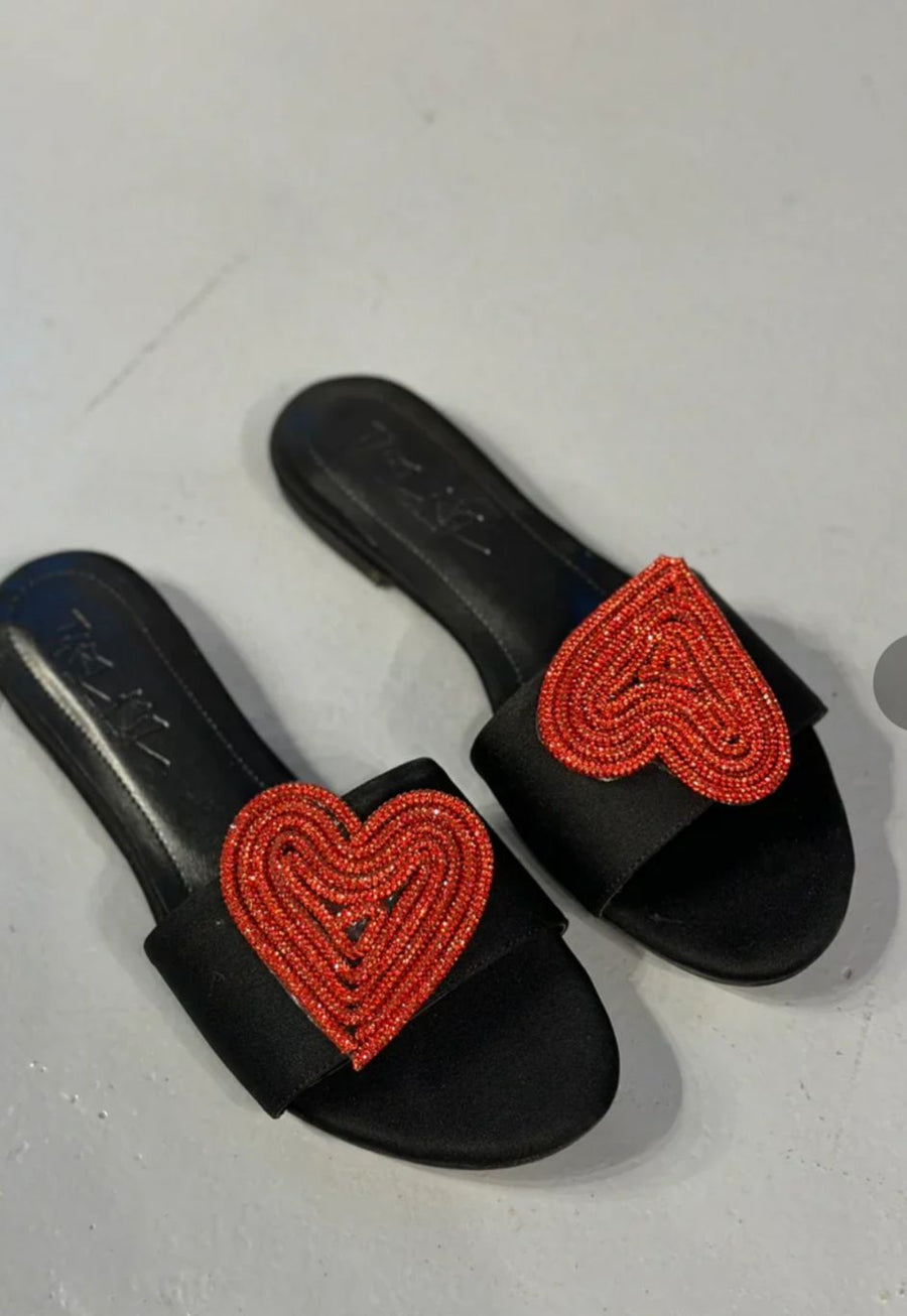 Rhinestone heart Sandals