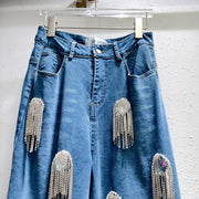 Rhinestone Frill Jeans