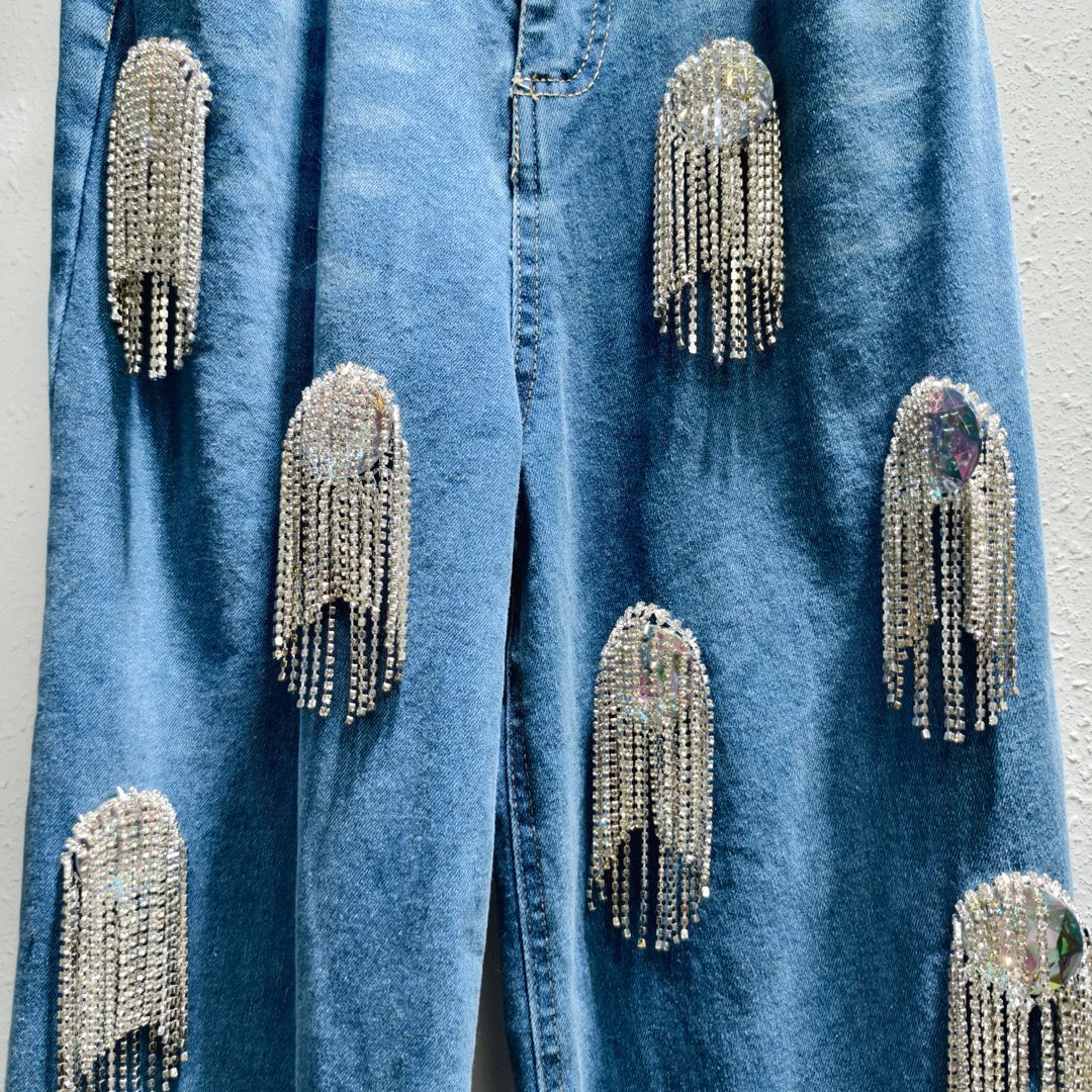 Rhinestone Frill Jeans