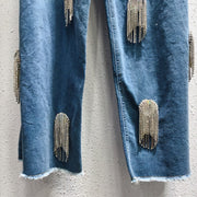 Rhinestone Frill Jeans