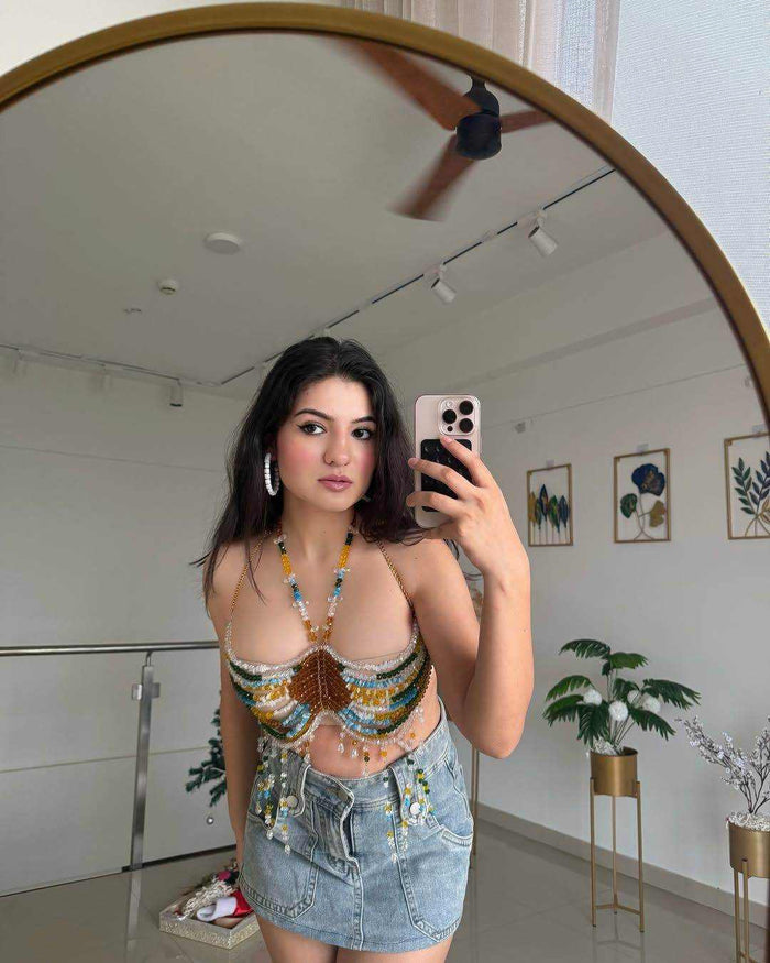 Multi-Colour Pearl Bralette Top