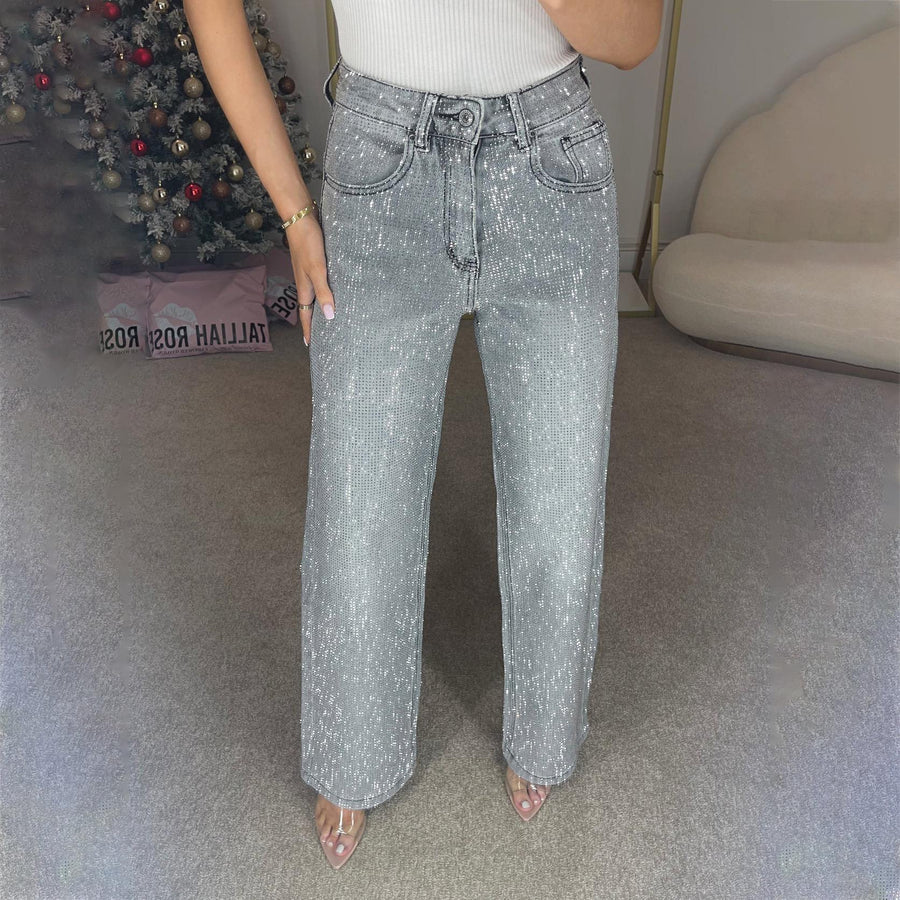 Rhinestone Dusty Straight Fit Jeans