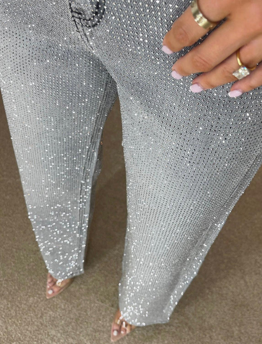 Rhinestone Dusty Straight Fit Jeans