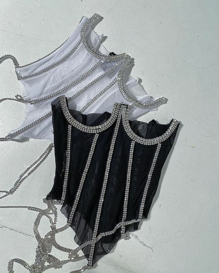 Rhinestone corset bandage top