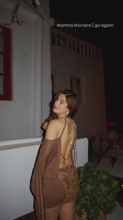 Taupe Butterfly Chain Backless Dress
