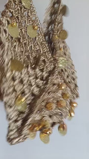 Gold Coin Crochet Tote Bag