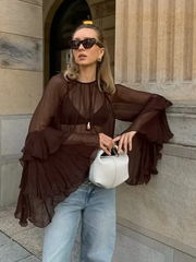 Long Flared Sleeve Top