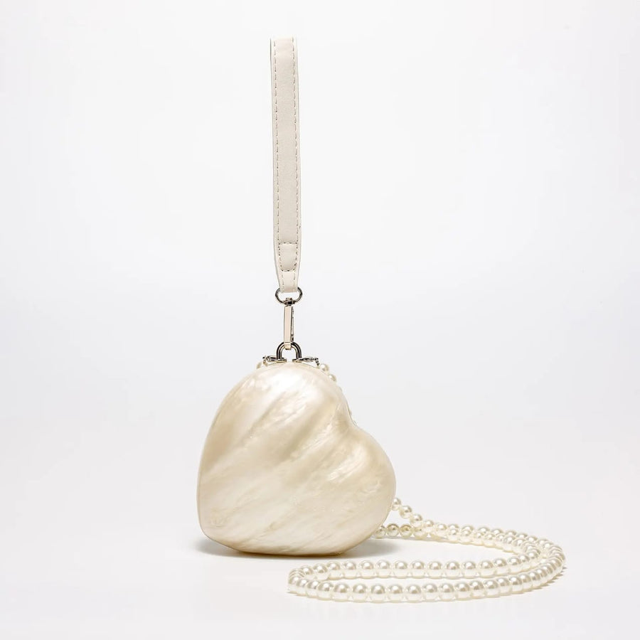 White heart shape clutch