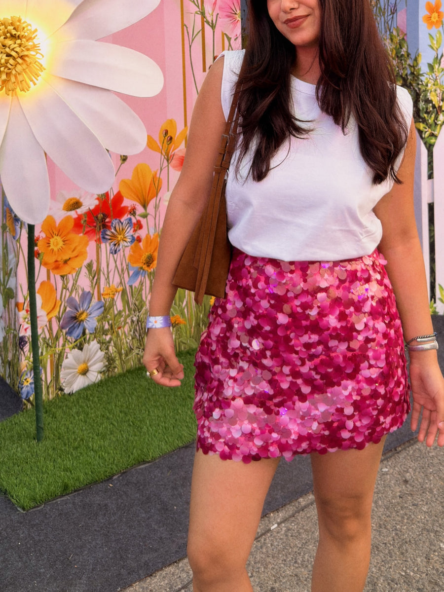 Magenta Pink Sequin Skirt