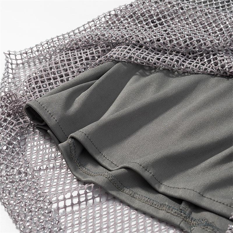 Short Rhinestone Grey Dress