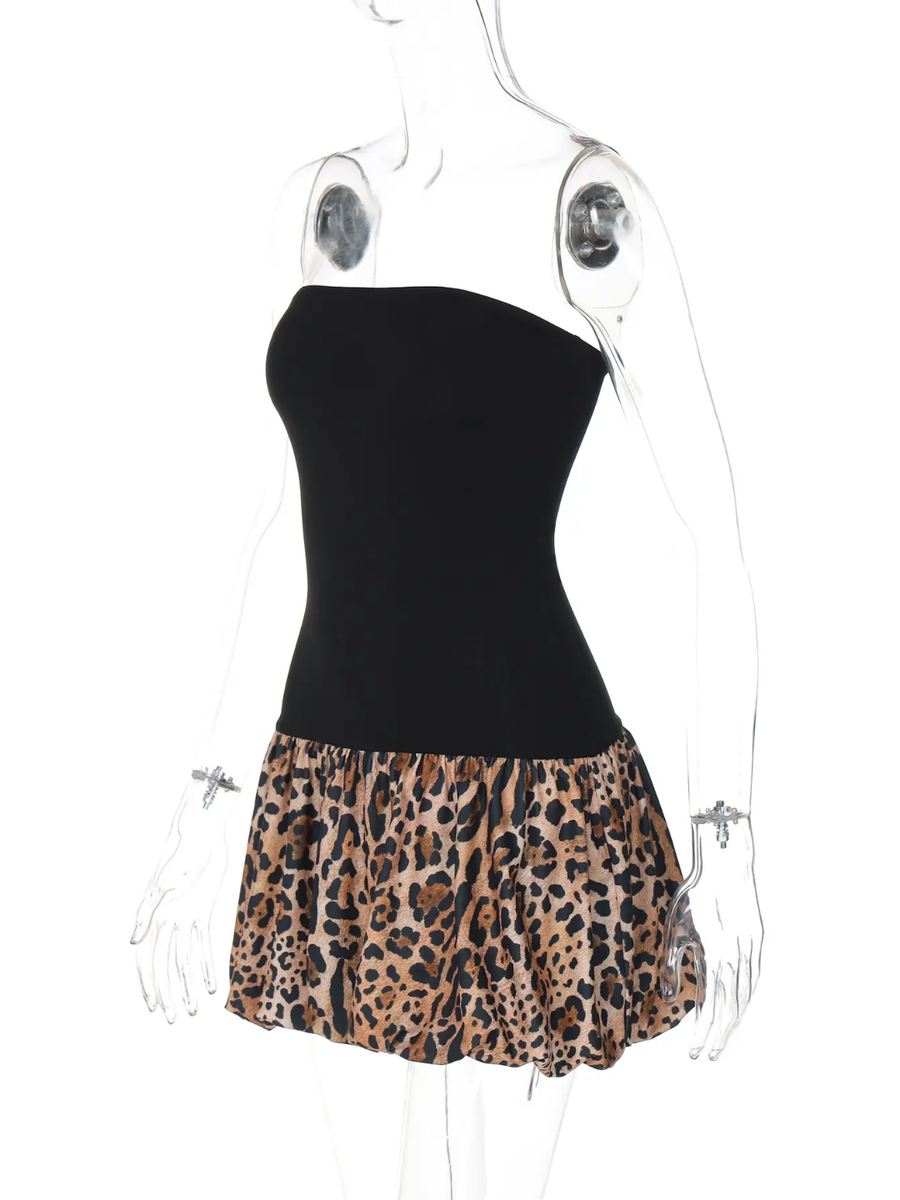Backless Leopard Print Mini Dress