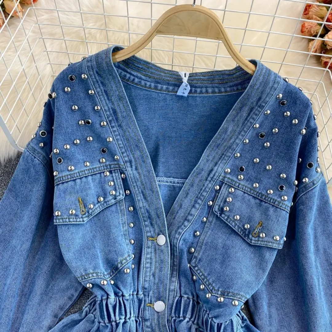 V- Neck Denim Shirt
