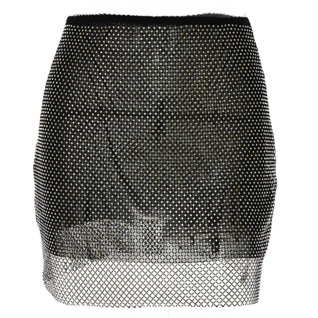 Rhinestone Mesh Skirt