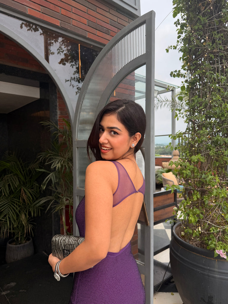 Embellished Purple Rhinestone Dress