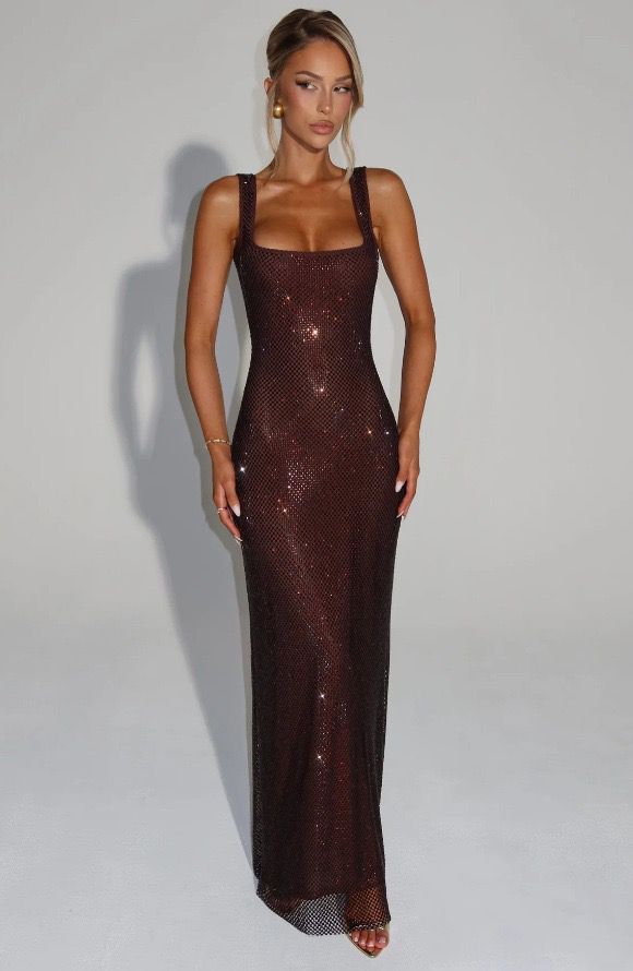 Rhinestone Diamond Full Length Dress