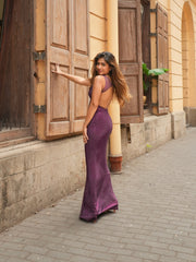 Embellished Purple Rhinestone Dress