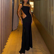 Elegant Backless Black Dress