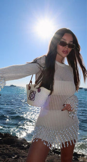 Crochet Pearl Dress (Cream)