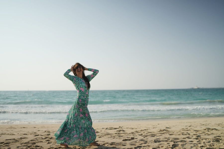 Blue Verdant Grace 2- Piece Swimwear Set Long sleeves