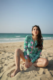 Blue Verdant Grace 2- Piece Swimwear Set Long sleeves