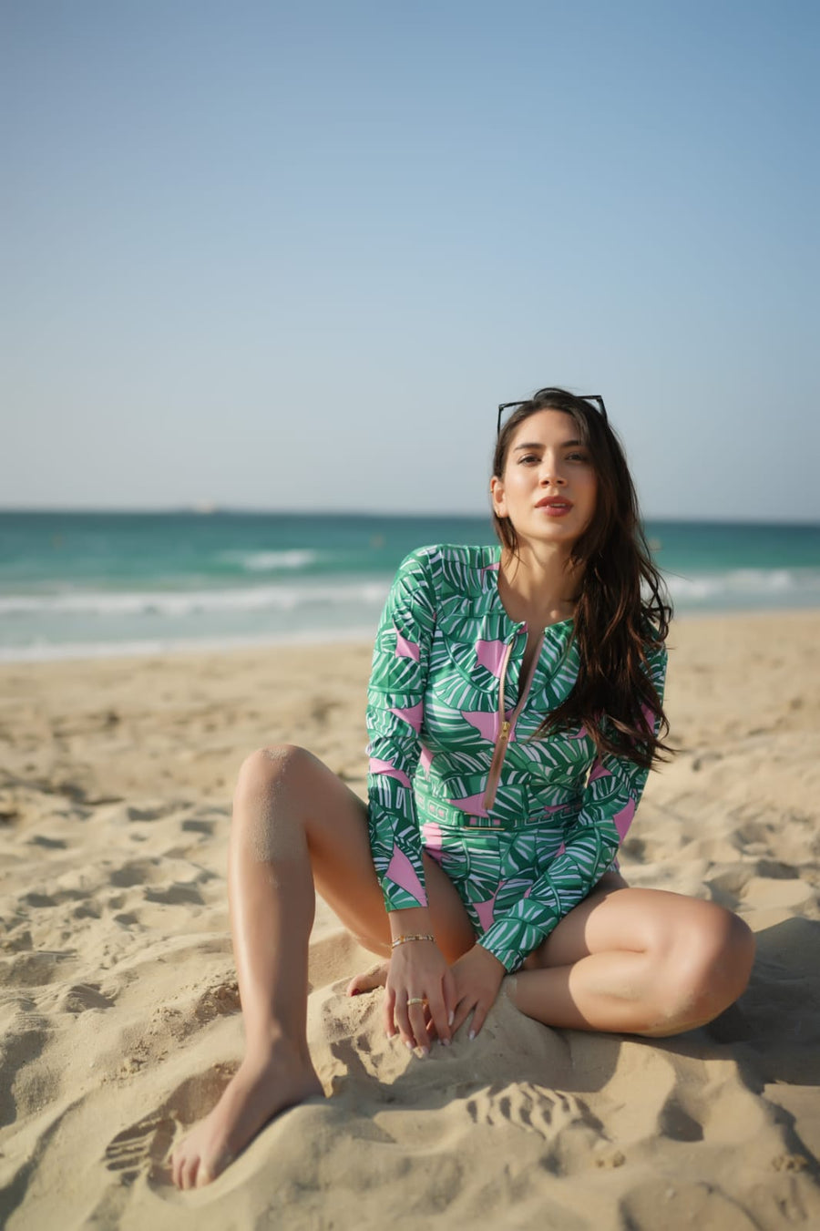 Blue Verdant Grace 2- Piece Swimwear Set Long sleeves