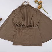 Taupe Butterfly Chain Backless Dress