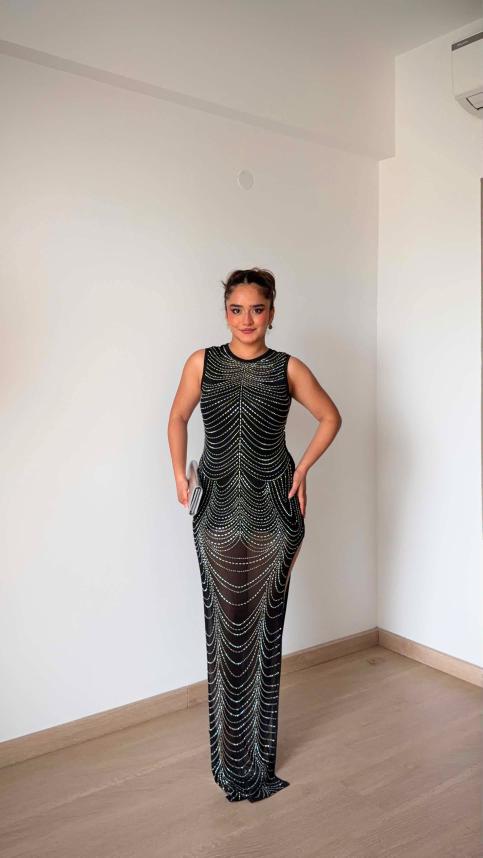 Black Rhinestone Dress