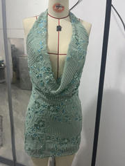 Sequin Backless Mini Dress