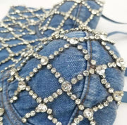 Diamond Beaded Denim Top