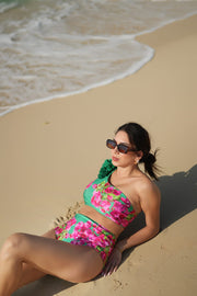 Pink And Green Bloom 3- Piece Swimsuit Set