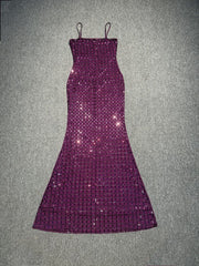 Rhinestone Party Dress Purple