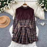 Casual Check Dress With Sweatshirt