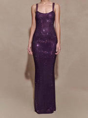 Embellished Purple Rhinestone Dress