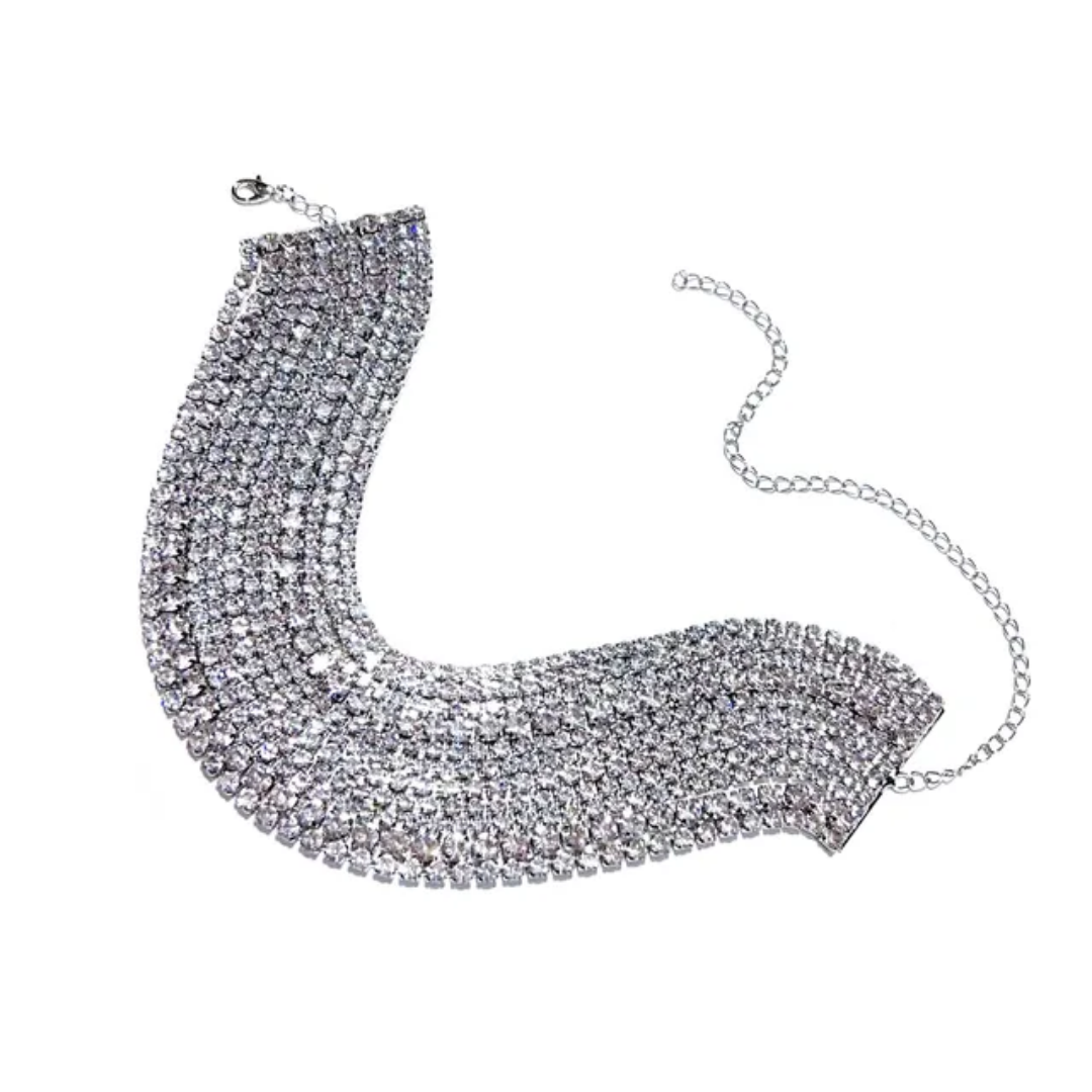 Gold and silver Rhinestone Chain Necklace