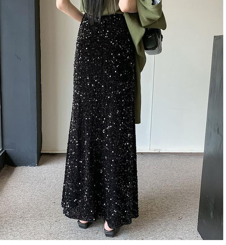Velvet Sequined Long Skirts