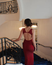 Rhinestone Full Length Dress Red