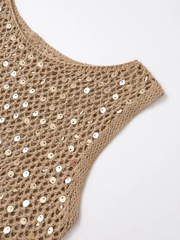 Khaki Sequin tank top