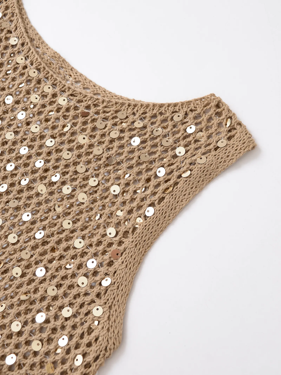 Khaki Sequin tank top