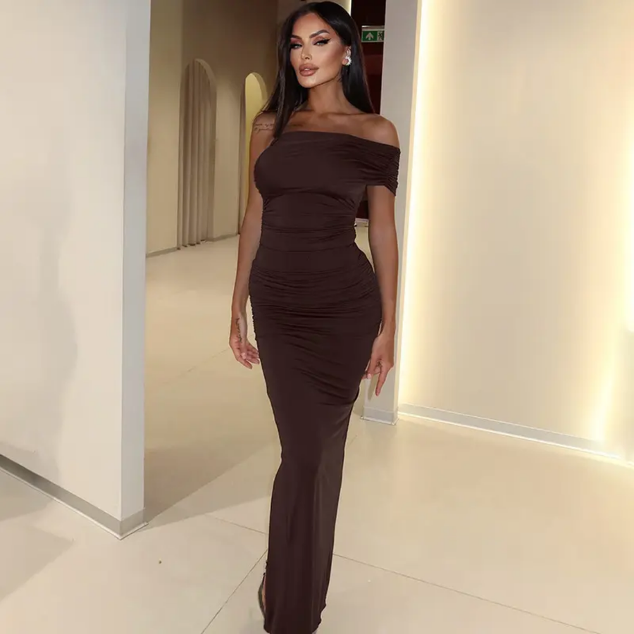 Brown Strapless Dress