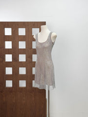 Rhinestone Diamond Backless Dress