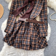 Casual Check Dress With Sweatshirt