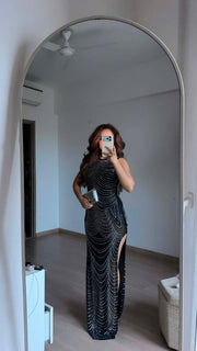 Black Rhinestone Dress