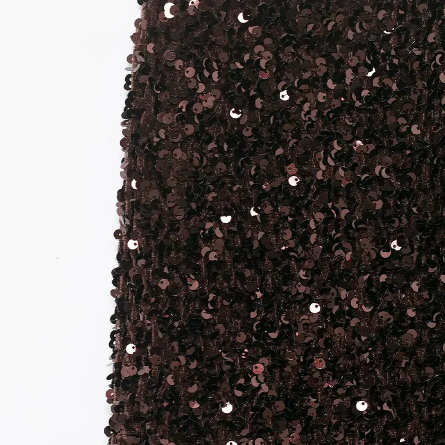 Brown Sequined Long Skirt