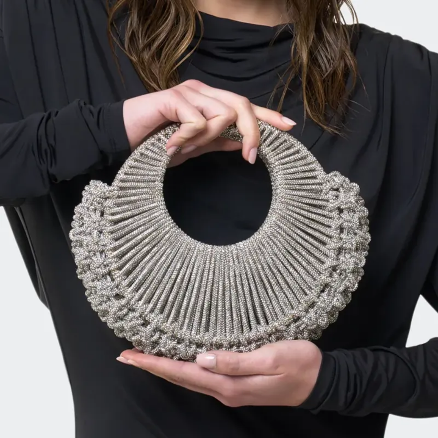 Rhinestone Hollow Clutch