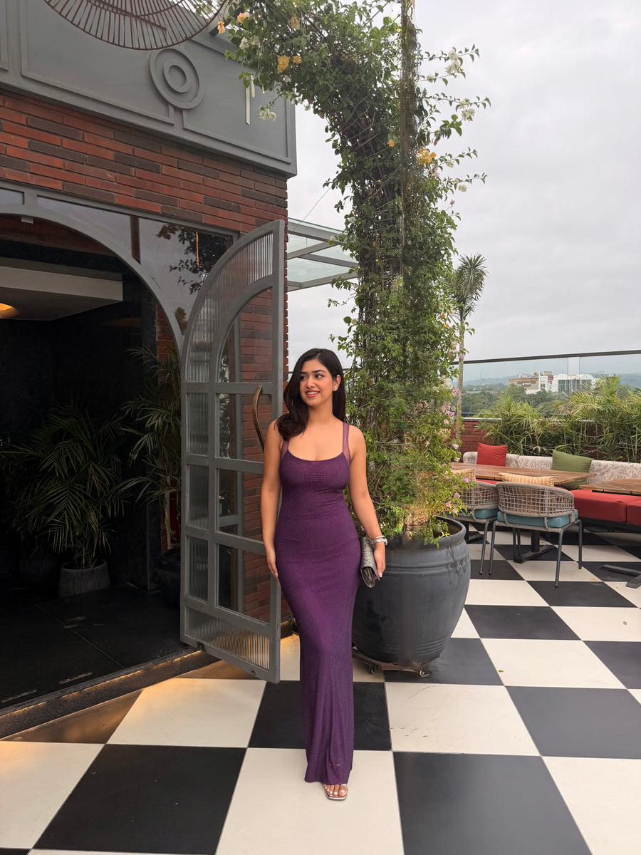 Embellished Purple Rhinestone Dress